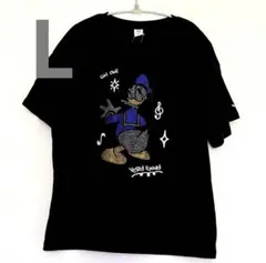 【Disney】未使用Lドナルドダックラインストーン接触冷感Tシャツブラックのサムネイル