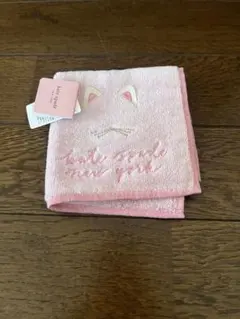 ⭐️ケイトスペード猫耳デザイン ピンクタオルハンカチ 約25cm⭐️新品
