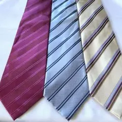 ブランドネクタイ 豪華3本セット 全てシルク ストライプ 光沢 イエロー 黄色