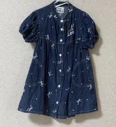 新品同様品/Lee/デニムワンピース/ベビー/リボン刺しゅう/ブルー/80サイズのサムネイル