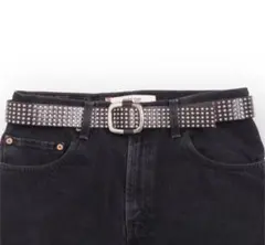 【Broad Vintage】スタッズベルト パンク ロック y2k 本革 黒