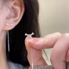 高品質 フープ型チェーンピアス 大人モード ミニマル パーティー 記念日