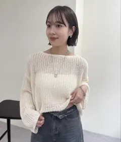 新品未使用　mystic ミスティック　バックスリットニット　アイボリーのサムネイル
