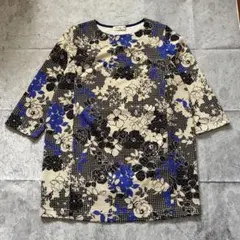 美品 Kansai Bis 花柄 総柄 チュニック カットソー L 七分袖