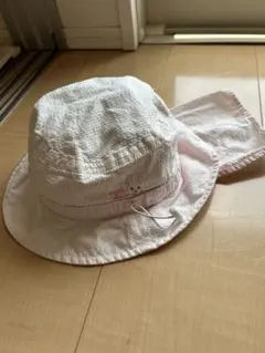 【限定価格】ミキハウス　ウサギ刺繍のピンクチェックハットのサムネイル
