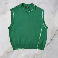 00's vintage ニットベスト ハンドステッチy2k カジュアル