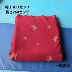 赤い蝶模様の生地　1階青袋