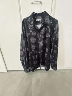 SUGGESTION ペイズリー柄 長袖シャツ ブラック M