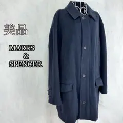 ⚫︎美品【マークス&スペンサー】ステンカラーコート　黒　ウール　ルーマニア製