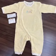 美品　ファミリア　イエロー フリースロンパース 動物刺繍