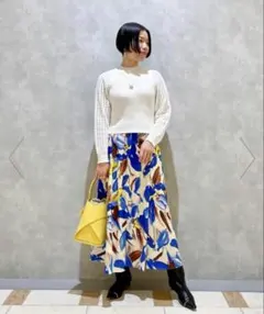 美品！Ballseyリーフチュールレースギャザーロングスカート