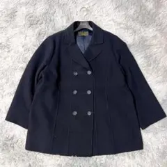 レリアン 15+ ウール ダブルコート 濃紺 大きいサイズ カシミヤ混