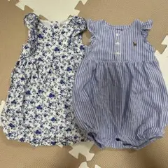 Ralph Lauren 花柄&ストライプロンパース2点セット 70