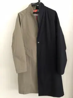 FLATLUX 黒とグレージュのバイカラーコート