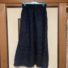 ベーセストック　フレンチリネンギャザースカート　ブラック　ドット　ベイクルーズのサムネイル