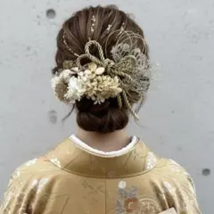 金箔入りゴールド髪飾り　和装　成人式　卒業式