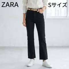 ZARA ザラ ブラックデニム フレア カットオフ Sサイズ 美品