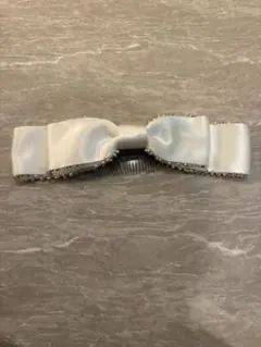 ウェディング ヘッドドレス リボン ビジュー コーム サテン
