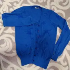 カーディガン　レディース　Spiral Girl 青 星柄 カーディガン M