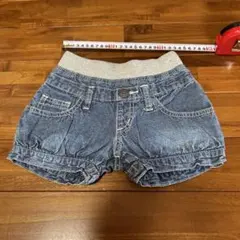 ②デニムショートパンツ 調整可能ウエストゴム付き　100