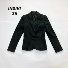 インディヴィ　美シルエット　スカート ジャケット セットアップ　黒　36