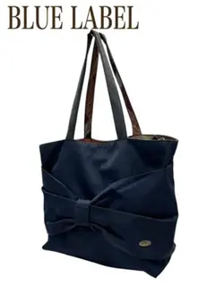 ブルーレーベル クレストブリッジ リボン ナイロントートバッグ ネイビー 肩掛け