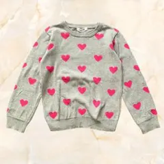 GLOBAL WORK ハート 総柄 ニット セーター グレー 女の子120