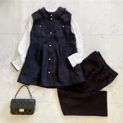 美品　ルイルエブティック　カラーツイードジレ＆スリムストレートパンツセットアップ