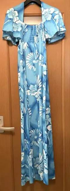 ムームードレス ブルー ナヘナヘハイビスカス 袖なし Lサイズ - メルカリ