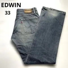 EDWIN XU 441 ブーツカットデニム W33 日本製 ダメージ ブルー