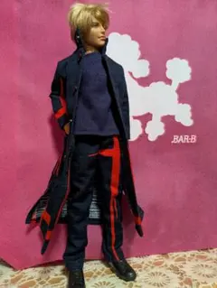 バービーケンネイビーとレッドのストライプ コートセット