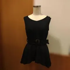ロイヤルパーティー　黒　ノースリーブ　大人トップス　美品　ベルト付き
