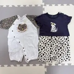 まとめ売り　女の子　レオパード柄ロンパース・Tシャツセット