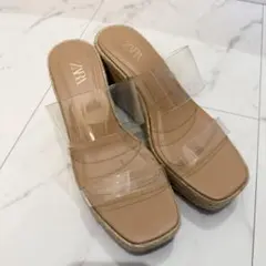 ZARA 透明　厚底　エスパドリーユサンダル　37