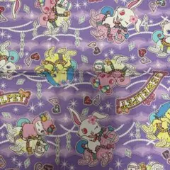 【平成レトロ】ジュエルペット 綿プリント生地 ハギレ パープル　サンリオ　ルビー