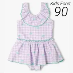新品タグ付き90★半額以下　Kids Foret 水着　リボン柄