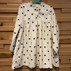 女の子 ワンピース チュニック ハート 長袖 白 shein