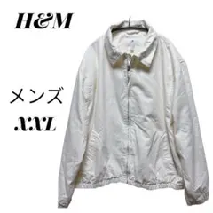 【H&M】メンズジャケット 綿ジップアップブルゾン アイボリー メンズ XXL