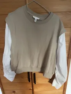 hm ベージュ スウェット 長袖シャツ コンビのサムネイル