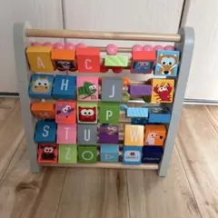 J’adore 木製 そろばん 知育玩具 アルファベットブロック付き 両面タイプ