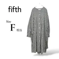 フィフス fifth 綿麻 チェック シャツ ワンピース 黒 白 ロング 羽織のサムネイル