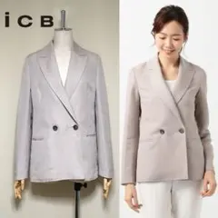 美品◇ICB 定価3.5万 リヨセル×リネン オックス織 ダブルジャケット 9号