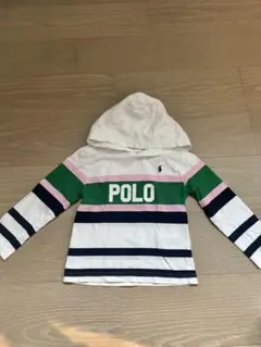 POLO カラフルボーダー　フード付きカットソー 4T 110cm