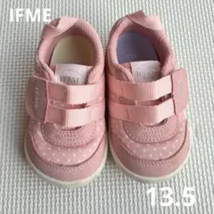 IFMEピンク ドット柄 ベビーシューズ 13.5cmスニーカー