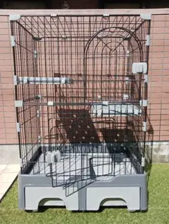 キャットケージ 2段構造 トイレトレー付き