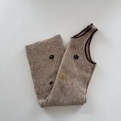 ZARA baby 人気 ニット 花柄刺繍 オーバーオール 98cm