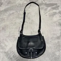 LONGCHAMP ブラックショルダーバッグ　ロンシャン　レザー　本革　黒