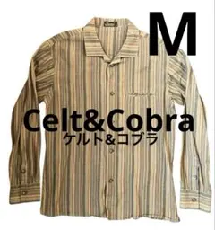 希少CE LT & COBRA ストライプ 柄 オープンカラーシャツ長袖Mのサムネイル