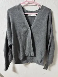 ZARA グレー Vネックカーディガン レディース Sサイズ表記