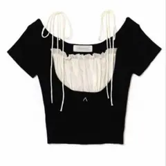 ANDMARY Lil lace knit tops black - メルカリ